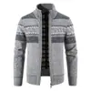 Amazon Masculino Quente Top com Forro de Fleece Tricô Espesso Casaco Gola de Inverno Suéter Cardigan Suéter