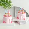 Decoración de pastel del Día de San Valentín chino oso sentado de goma blanda adorno vela de corazón mini sombrero topper