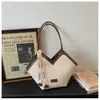 Bolsa Grande Color-Blocking Retro para Mulheres de Comércio Exterior Transfronteiriço, Nova Bolsa Tote de Alta Qualidade da Moda, Bolsa de Ombro Nicho para o Dia a Dia, Tendência