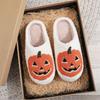 Chinelos de algodão de abóbora de Halloween transfronteiriços da Amazon para homens e mulheres para casa inverno quente interior chinelos plus size em estoque