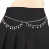 Cadena de bikini con diamantes de imitación para mujer, joyería transfronteriza europea y americana, adornos para la cintura, cadena doble para el cuerpo, cadena de cintura con borlas de metal y mariposas