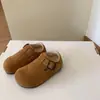 Sapatos Infantis de Couro Genuíno Outono e Inverno Sapatos Birkenstock para Crianças Pequenas Sapatos de Couro Veludado Femininos Sapatos de Algodão Segunda Camada Sapatos de Algodão para Meninos Sapatos de Bebê