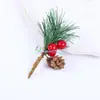 Pendente de pinha de pinheiro vermelho Acessórios DIY Embalagem Caixa de presente Decorações de árvore de Natal Festival Ramo de pinho simulado Plug-in