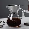 Taza de Filtro de Café con Etiqueta Transfronteriza, Cafetera de Vidrio Espeso para Preparación Manual, Cafetera de Goteo, Jarra para Compartir Café Cold Brew
