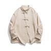 Outono e inverno 2023 Novo estilo chinês masculino retrô moderno estilo dark Yamamoto plus size camisa de manga comprida com fivela de tecido