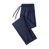 Pantalones casuales para hombre para verano, finos, talla grande, corte holgado, talla extra, pantalones de seda helada, secado rápido para hombre, transpirables, elásticos, pantalones deportivos