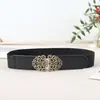 Cinturón elástico invisible ajustado con hebilla de patrón retro de estilo coreano, accesorio informal de moda para mujer