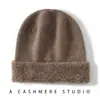 Gorro de Cachemira para Otoño e Invierno, Gorro de Punto Cálido de Color Sólido con Parte Superior Redonda Retro, Gorro de Punto Plano Resistente al Frío y al Viento para Exteriores, Gorro para Clima Frío
