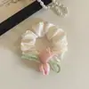 Lazo para el Cabello de Encaje de Tul con Estilo Primavera-Verano, Cuerda para el Cabello Blanco Crudo con Flores Rosas, Lazo Elástico de Alta Elasticidad para Niñas