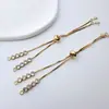 Accesorios para Joyería DIY Chapado en Cobre Oro de 18K Micro-Pavimentado Zirconia Conserva el Color Cremallera Pulsera Ajustable Material para Enhebrar Hecho a Mano