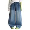 Jeans de primavera e outono para meninas 2026 novo estilo casual estilo coreano e chinês para meninas mais velhas com lapelas nos bolsos frontais e traseiros, design transfronteiriço moderno