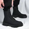 [Personalizado] Botas Martin Masculinas Outono e Inverno 2024 Novas Botas de Trabalho de Cano Médio Botas Elevadoras Botas de Couro Masculinas 3301-R
