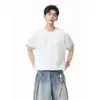 Nueva Camiseta de Verano 2026 para Hombre con Cuello de Remaches y Líneas Prensadas, Moderna y Única, Estilo Coreano Simple, Camiseta Relajada y Cómoda