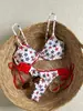 Bikini Texturizado Nuevo Estilo Americano con Patrón de Estrellas, Cruzado, con Cuello Halter y Tirantes, Traje de Baño Sexy de Dos Piezas para Mujer 2026