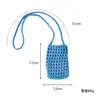 Mini Bolsa de Celular de Crochê em Fio de Algodão Estilo Coreano, Bolsa Leve de Ombro Transversal Crochê à Mão Estilo Ins