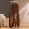Calça Corta com Cordão de Pérolas para Mulheres 2026 Nova Moda Outono Cintura Elástica Emagrecedora Calça Corta Fluida