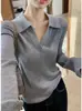 Suéter de punto RUN para mujer para principios de otoño, top coreano chic y único de manga larga, polo básico para otoño e invierno