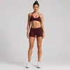 Conjunto de ropa deportiva transfronterizo con hermoso sujetador deportivo de cuello halter en la espalda, conjunto de shorts de running, entrenamiento, yoga de secado rápido con sensación de piel para mujer
