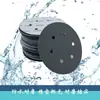 Papel de Lija Redondo de 6 Pulgadas y 6 Agujeros con Respaldo Flocado Negro Arena Carburo de Silicio Hojas de Papel de Lija Flocado Pulido Fino Papel de Lija Redondo Resistente al Agua