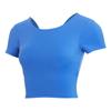 Roupas de Yoga Femininas Manga Curta Verão Peça Única Bojo no Peito Ajuste Justo Camiseta Esportiva Verão Corrida Pilates Fitness Top