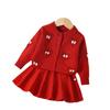 Suéter para niños, otoño e invierno, para niñas, nuevo estilo occidental, top de punto de manga larga, estilo coreano, suéter con falda Love Flower para niñas