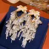 Pendientes de Flor de Perla con Circonita Incrustada de Diamantes de Lujo, Pendientes de Moda de Lujo Ligero y Gama Alta, Pendientes de Estilo Europeo y Americano con un Diseño de Nicho