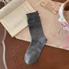 Meias Outono Melanin Castanho Avermelhado Meias Empilhadas com Babados Sapatos Birkenstock Japoneses Meias Longas Mary Janes Meias de Algodão