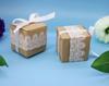 Caja de Dulces de Boda Europea Transfronteriza de Cuero Vacuno Caja de Dulces de Boda Encaje Blanco Cubierta Cielo y Tierra Caja Cuadrada con Cinta