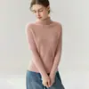 Direto da fábrica, nova camisa base de malha 100% cashmere espessa para outono e inverno para mulheres, suéter com gola alta canelada para mulheres