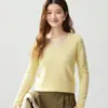Nuevo Suéter de Punto de Cachemira para Mujer Otoño Cuello en V Holgado Versátil Estilo Simple para Viajar Manga Larga Color Sólido Capa Base