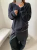 Suéter de Punto de Lujo de Seda y Cachemira Cálido con Cuello Redondo para Mujer, Nuevo Color Bloque Otoño/Invierno Suéter de Lana Pullover Adelgazante