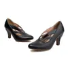 Sapatos femininos de moda para todas as estações com solas de borracha, antiderrapantes, cor sólida, sapatos de couro slip-on de salto alto, novos sapatos femininos de salto grosso