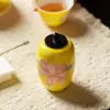 Miyan Lata de Té de Cerámica de Lirio Pintada a Mano Pura Lata Pequeña Portátil para Almacenamiento de Té Tapa de Madera Tarro Sellado Accesorios para Ceremonia del Té
