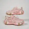 Tênis estilo "dad shoes" feminino, novo modelo de comércio exterior transfronteiriço, tamanho grande, bico redondo, strass, moderno, confortável, cadarço, tênis casual
