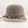 100% lujoso sombrero de cubo cálido de mezcla de lana para otoño e invierno con ala enrollada, sombrero casual de equitación que adelgaza el rostro, sombrero de cubo, sombrero de pescador para mujer