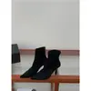 Botas Chuyuji Estilo Retrô Francês Bico Fino Salto Agulha Camurça Stretch 2026 Femininas Outono Inverno Slim com Zíper nas Costas
