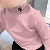 Camisa Base de Veludo Infantil Outono e Inverno Novo Estilo Gola Alta Meio Personagens Estilo Coreano Manga Longa para Meninos e Meninas