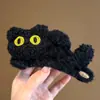 Horquilla de pelo con forma de gato negro de dibujos animados para mujer, de felpa, grande, elegante, para otoño e invierno, con forma de tiburón