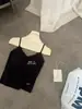 Camisola de Algodón Acanalado XIA'X para Chica de Verano, Puro Deseo, Ligeramente Cepillada, con Parche de Encaje, Cuello en V, para Usar en Capas o como Prenda Exterior, con un Hermoso Diseño en la Espalda
