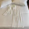 Pijama de Primavera y Otoño para Mujer 2025 Modal Cuello en V Estilo Puro Encaje Sexy Ropa de Casa Conjunto de Dos Piezas Moderno