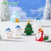 Nuevo producto transfronterizo: adorables figuras de Santa Claus y pingüinos para paisajes en miniatura, decoraciones DIY, accesorios para bolas de cristal y pequeños adornos