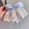 Falda de Encaje Romántica Estilo Francés para Niñas Pasador de Cinta de Lazo Parte Posterior de la Cabeza Hermoso Pasador Grande Accesorios para el Cabello de Alta Calidad