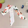 Novo Lenço de Seda Longo Estilo Coreano Primavera e Verão com Estampa de Frutas Cinto para Cabelo Gravata Longa Feminina Cinto de Seda Pequeno para Cabelo Feminino