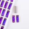 Cristal de Vidrio K9 Rectangular con Pedrería Cosida a Mano de Fondo Plano y Doble Agujero, Accesorios Hechos a Mano de Alta Calidad para Vestidos de Novia DIY