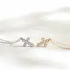 Collar Cruz de Acero de Titanio con Circonita de Lujo Ligero Transfronterizo de Nicho para Mujer, Cadena para Clavícula Sencilla y Versátil Full Diamante de Moda Fresca