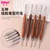 Caneta de Silicone Dupla Ponta para Manicure Sândalo Multifuncional 5 Pontas de Silicone para Ajustar Cola Ponto Broca Caneta de Escultura Caneta de Relevo Ferramenta de Manicure