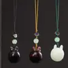 Sándalo Verde Tallado Conejo Tangyuan Cadena para Teléfono Colgante Año del Conejo Pareja Doce Signos del Zodíaco Colgante para Bolsa Llavero de Coche