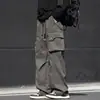 Pantalones Cargo para Hombre Estilo Japonés Casual Modernos Bolsillo Grande High Street Versátiles Cordón Holgados Retro Americano Pierna Ancha Pantalones