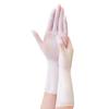 Guantes Domésticos Desechables Protectores de Nitrilo Blanco Semitransparente Rosa de 12 pulgadas para Mujer Multifuncionales