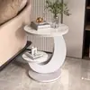 Sala de Estar Sofá Moderno Estilo Italiano, Mesa de Centro de Luxo Leve, Mesa Redonda de Camada Dupla, Mesa de Canto, Mesa de Jantar Pequena Criativa, Mesa de Cabeceira, Varanda